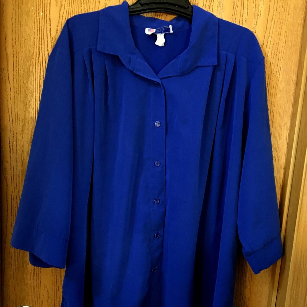 ROYAL BLUE 3/4 SLEEVE BRUSHED POLY TUNIC